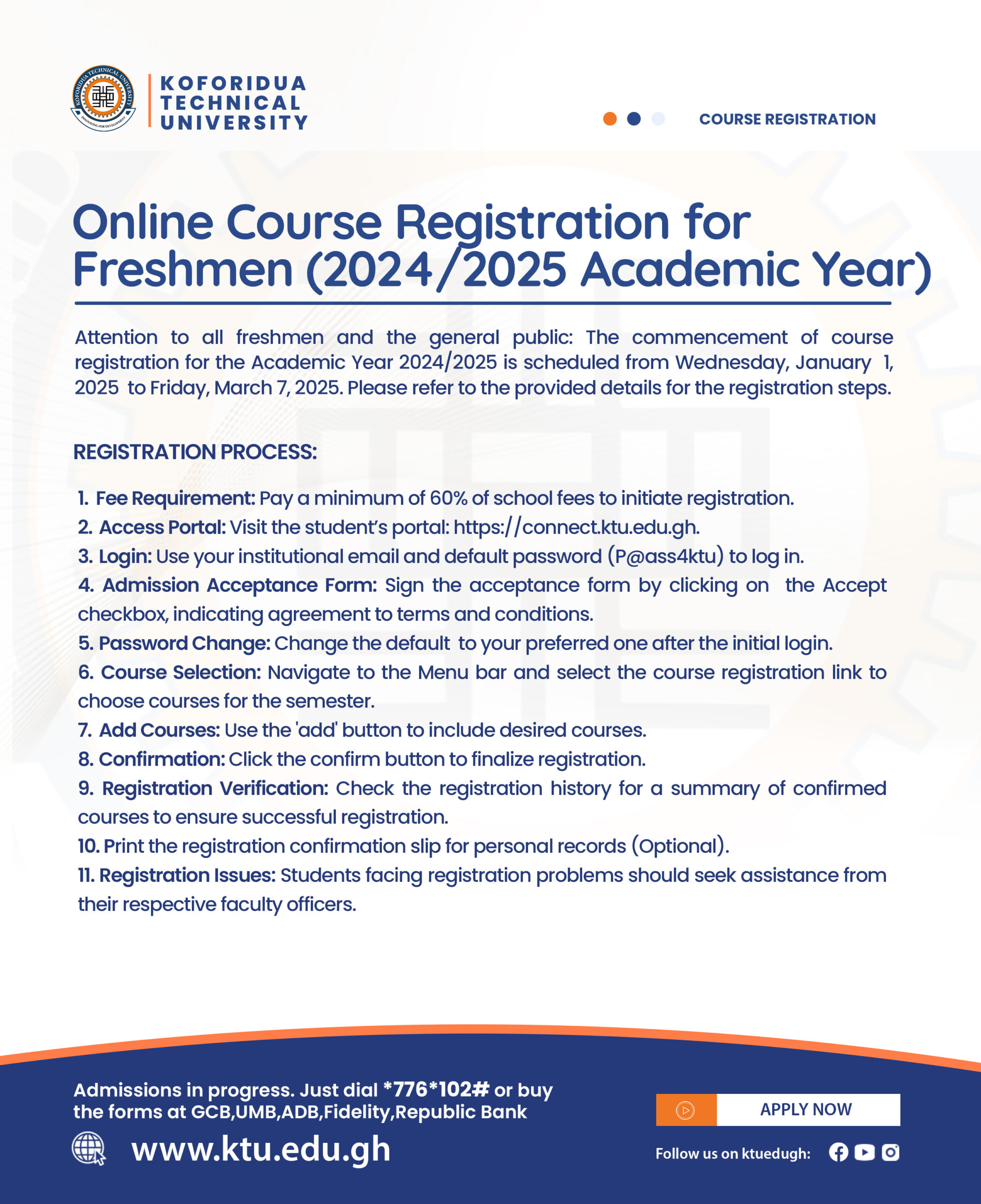 Online Course Registration for Freshmen